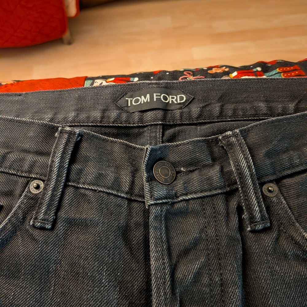 Tom Ford Distressed Men's Faded Black Jeans Straight Fit 33x30 - Picture 4 of 11